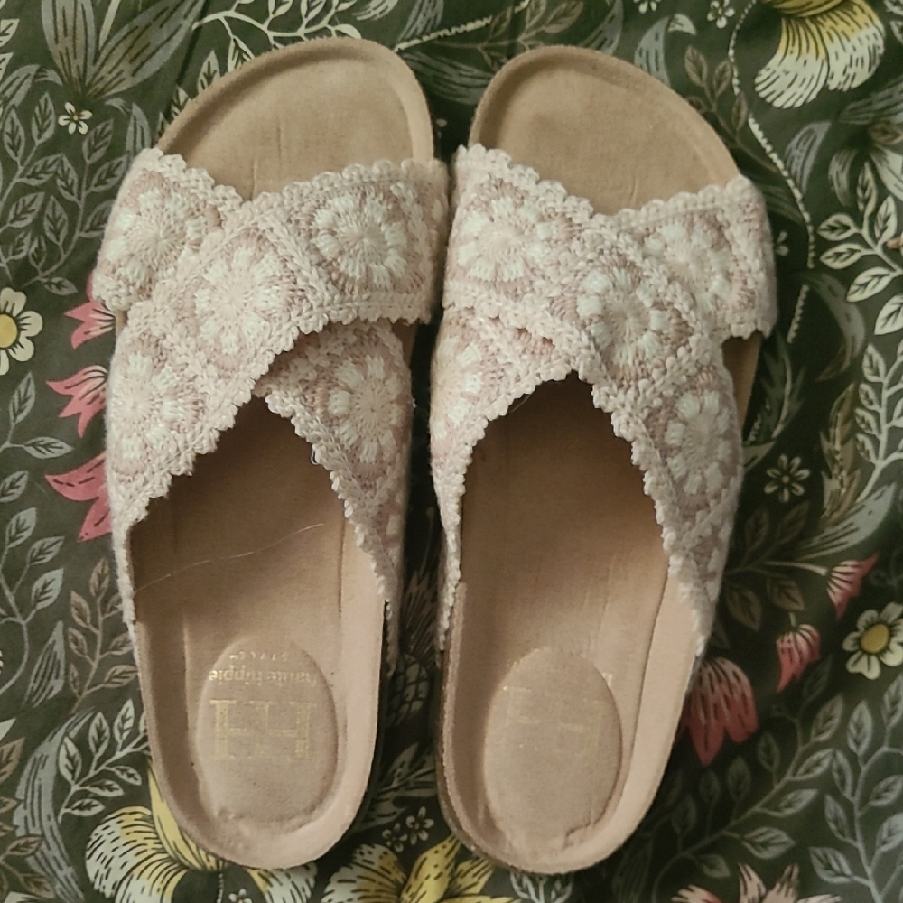 Haute Hippie Cream Lace Sandals